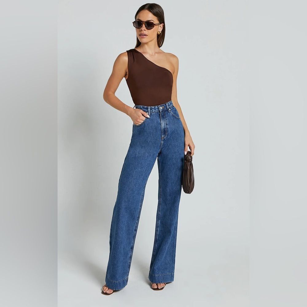 Showpo High-Waist Wide Leg Jeans in Classic Blue